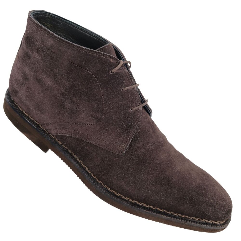 $500 Sutor Mantellassi Italian Men 11 Brown Suede Leather Dress Shoe Chukka Boot - Picture 2 of 13